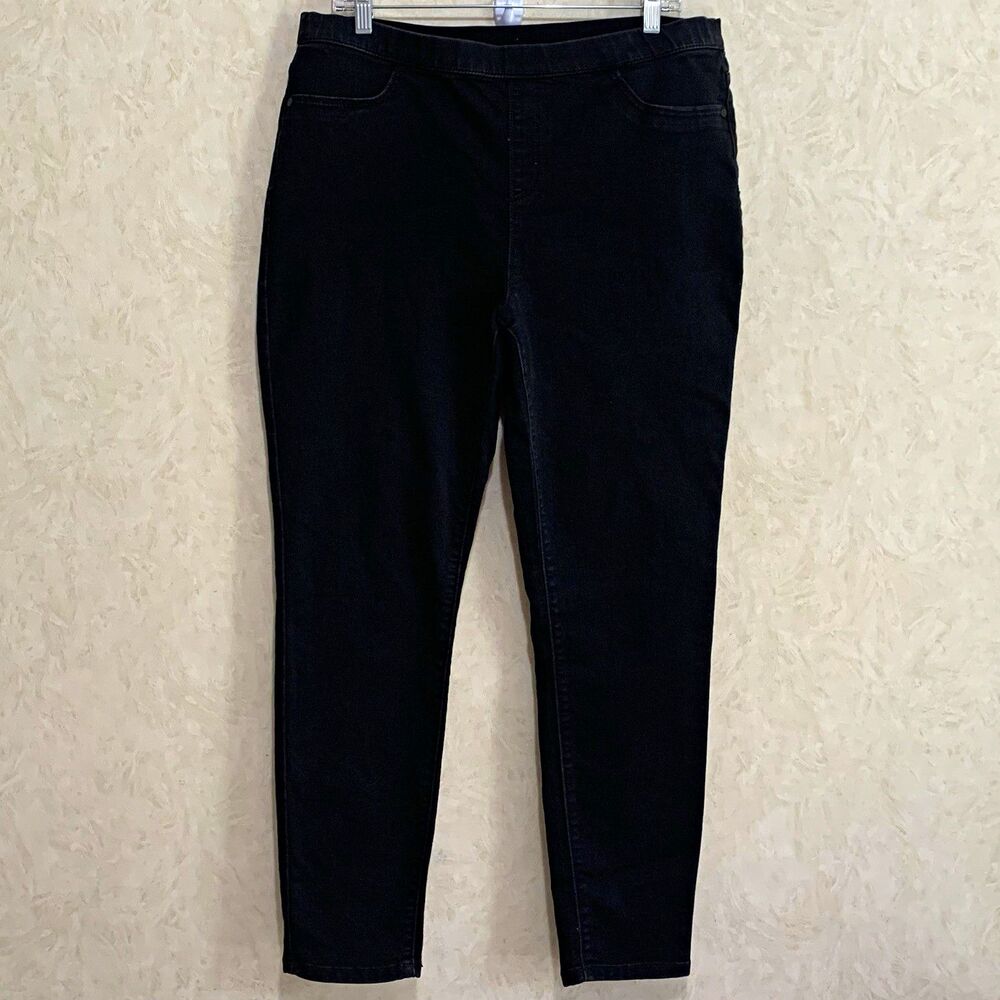 Simply Vera Vera Wang Pull-On Jeans Womens 16 Black Stretch Faux Front Pockets